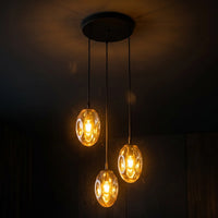 Suspension Cluster Verre Ambré Salon