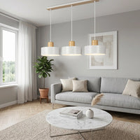 Suspension 3 Cylindres Blanc Bois