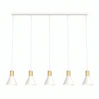 Suspension 5 Cônes Blanc Or Salon