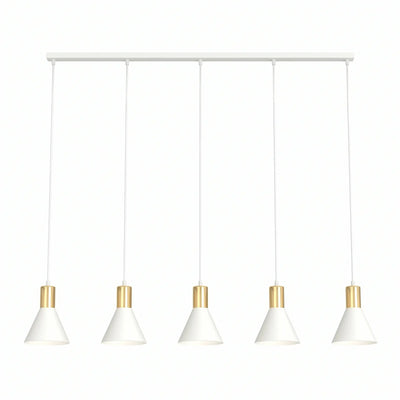 Suspension 5 Cônes Blanc Or Salon