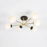 Plafonnier 6 Globes Opalin Doré Salon | L'Atelier du Lustre