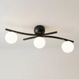 Plafonnier 3 Globes Opalin Salon Noir | L'Atelier du Lustre
