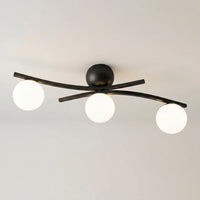 Plafonnier 3 Globes Opalin Salon Noir