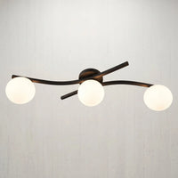 Plafonnier 3 Globes Opalin Salon Noir