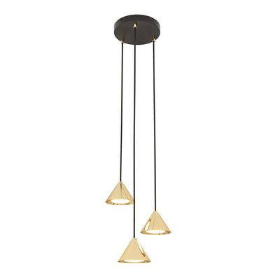Suspension triple Cône Or Salon