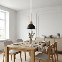 Suspension Globe Noir Bois Salon