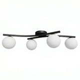 Plafonnier 4 Globes Opalin Salon Noir | L'Atelier du Lustre