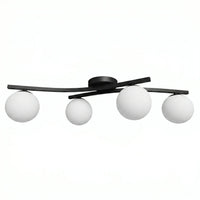 Plafonnier 4 Globes Opalin Salon Noir
