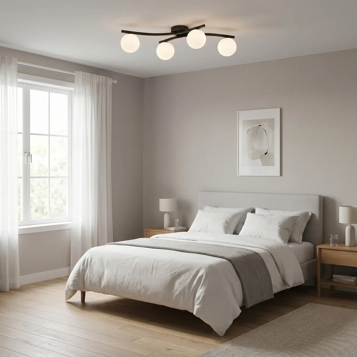 Suspension VOILE – Suspension Noire chambre moderne