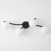 Plafonnier 4 Globes Opalin Salon Noir