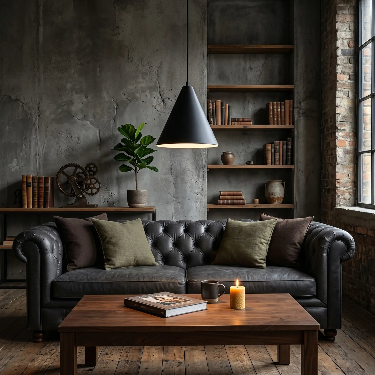 suspension rivet noire mate lustre industriel salon industriel