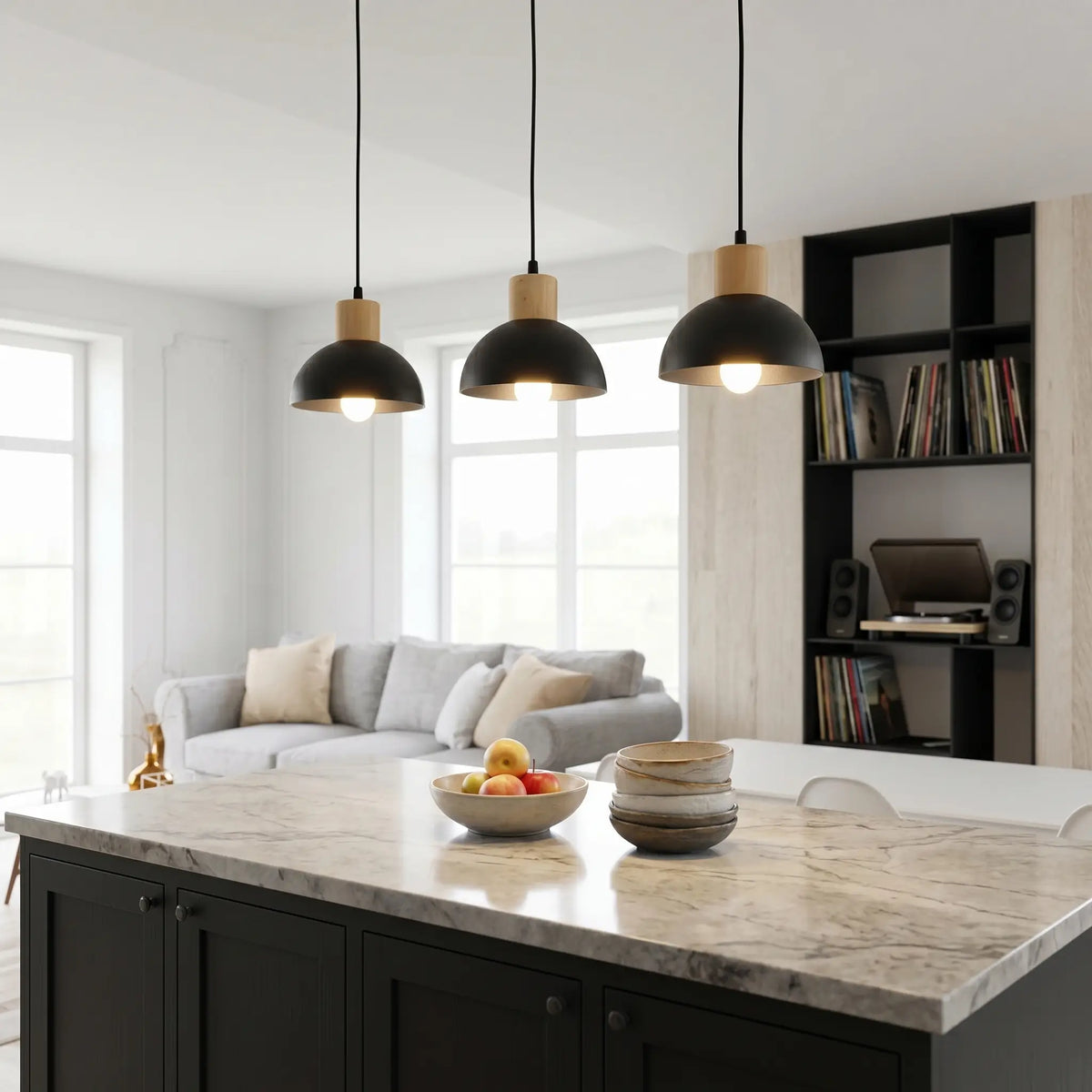 Suspension RUNE – Lustre Bois cuisine moderne