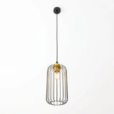 Suspension Mini Cage Noir Or Salon | L'Atelier du Lustre