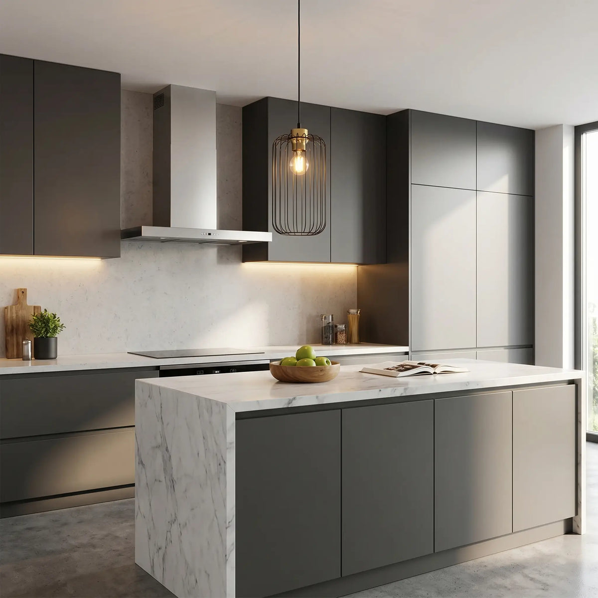 Kage abat-jour filaire acier artisanal cuisine moderne