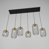 Lustre 6 Cages Noir Or Billard | L'Atelier du Lustre