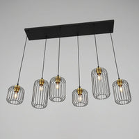 Lustre 6 Cages Noir Or Billard