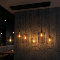 Lustre 6 Cages Noir Or Billard