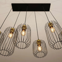 Lustre 6 Cages Noir Or Billard