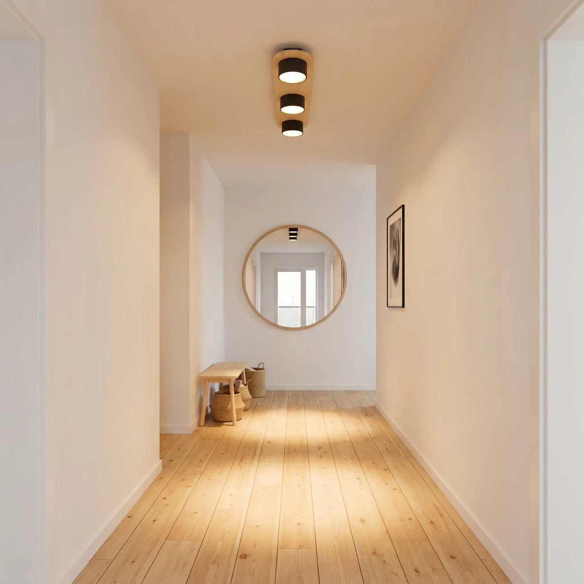 Plafonnier TERCE – Lustre Bois couloir moderne