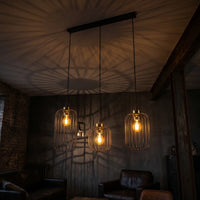 Lustre Cage Géant Noir Or Salon