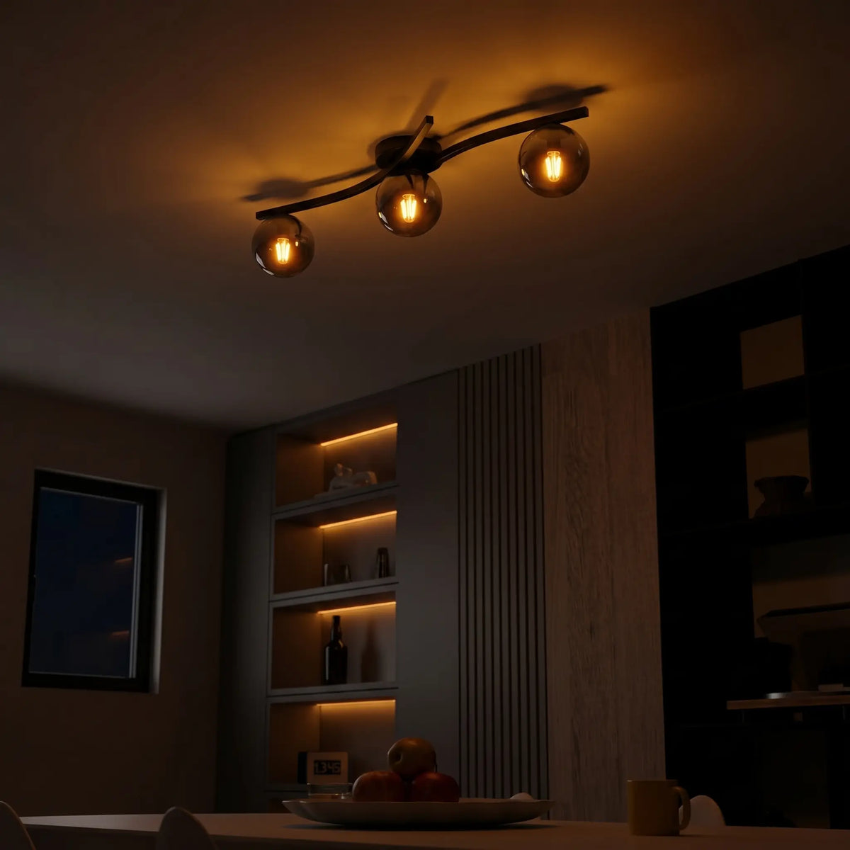 Suspension TRIADE – Luminaire acier ambiance nocturne
