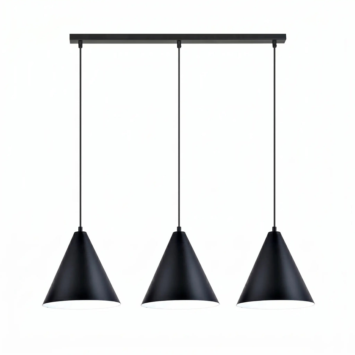 lustre industriel triple suspension acier noir blanc