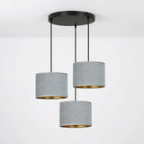 Suspension 3 Pendants Velours Gris | L'Atelier du Lustre