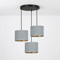 Suspension 3 Pendants Velours Gris