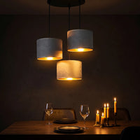 Suspension 3 Pendants Velours Gris