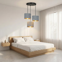 Suspension 3 Pendants Velours Gris