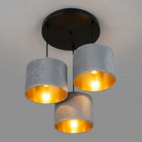 Suspension 3 Pendants Velours Gris