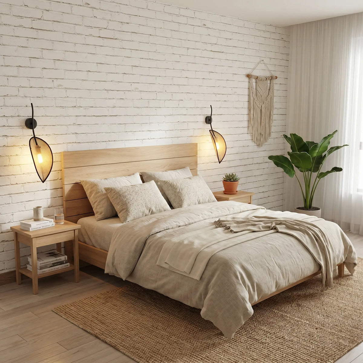 applique murale rotin tête de lit chambre