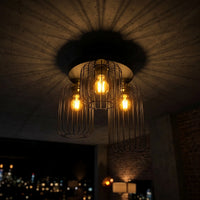 Lustre Doré Industriel Salon